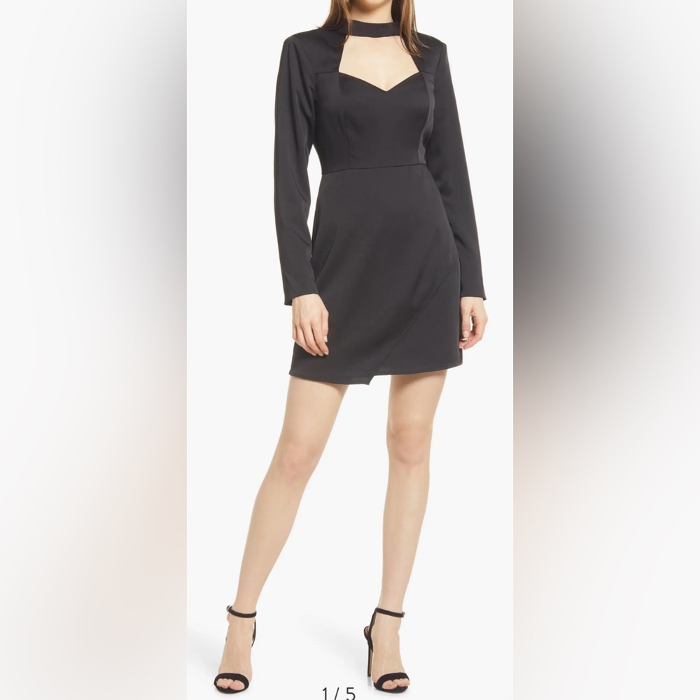 Adelyn Rae Gleely Long Sleeve Mock Neck Cutout Black Dress Size XL (10) …